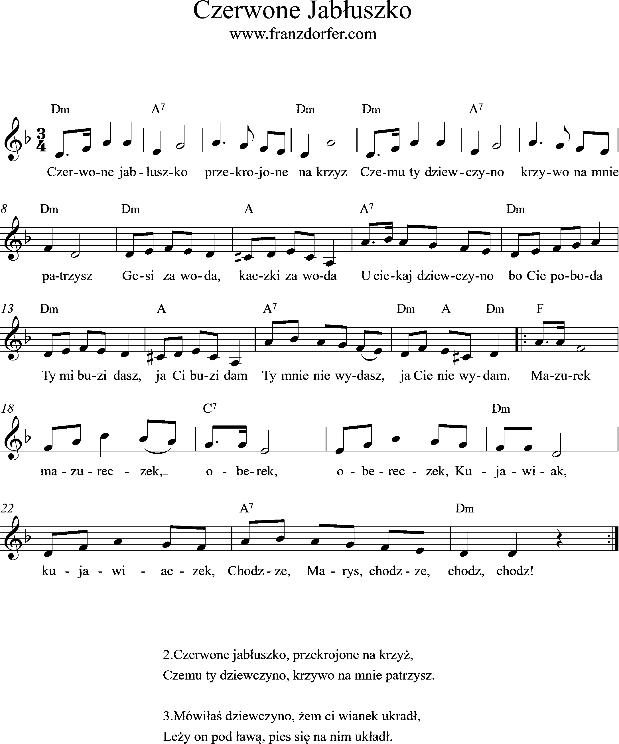 sheetmusic, d-minor, Czerwone Jabkuszko